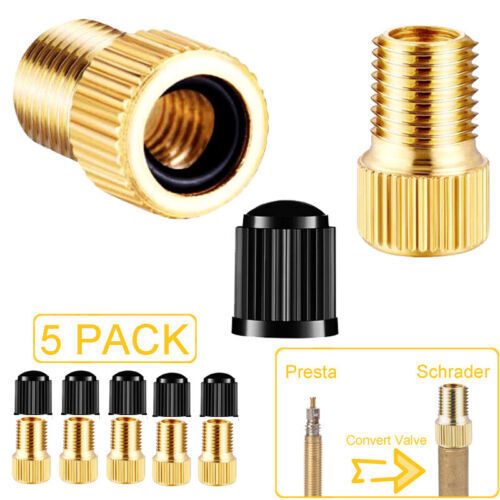 Shulemin Valve Adapter, 5 Pieces Presta to Schrader Valve Adaptor Bicycle  Pump Tool, Tire Inflator Connector 