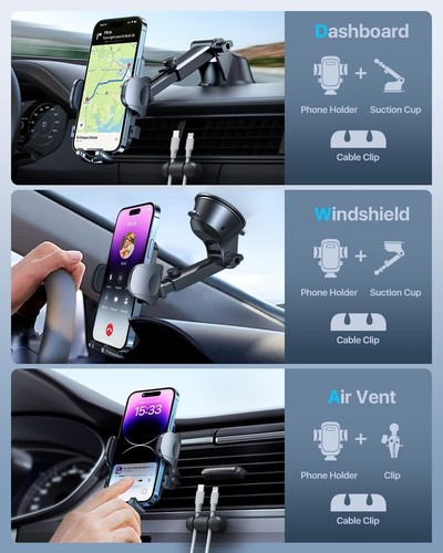 True Military-Grade] Car Phone Holder【2024 Stronger Suction & Clip】 Universal... - Picture 5 of 7