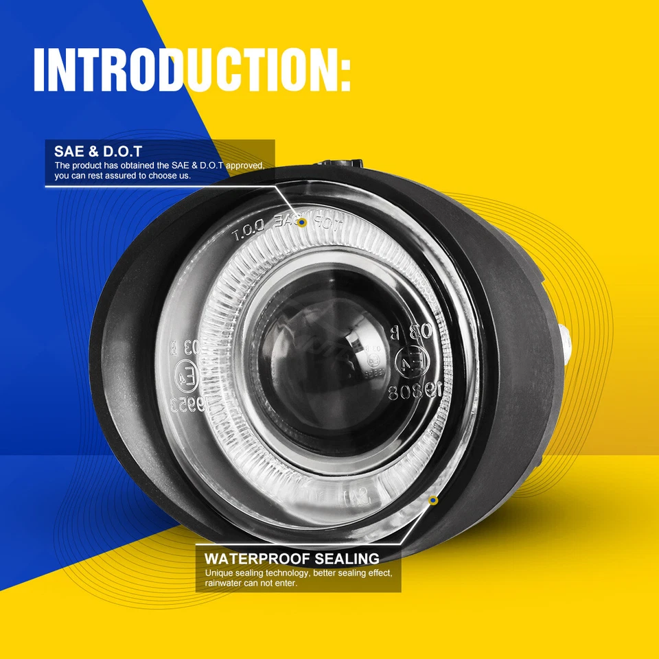 Se adapta a 03-07 Nissan Murano 02-04 Altima luces antiniebla proyector halo lente de vidrio transparente Foto 4 de 4