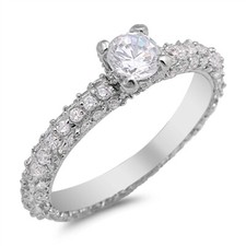 Sterling Silver 2.5 cttw Round Cut Cubic Zirconia Encrusted Band Ring