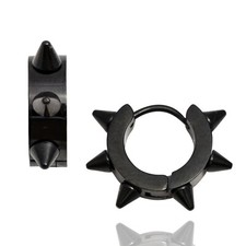 Black Spiked Huggie Earrings, Gothic  Punk Unisex Jewelry, Spike Ear Cuffs