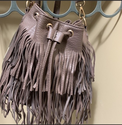 Urban Expressions Vegan Leather Fringe Bucket Bag