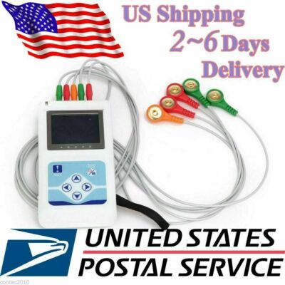 3-Channel 24 Holter Monitor ECG/EKG System Machine,pacemaker Analyzer,USA ship