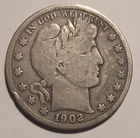 1902 S Barber Half-Dollar - Very Good VG - San Francisco Mint, 90% Silver