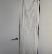 Fredericks of Hollywood White Lace Chemise Gown V-Neck Sleeveless Floral XL