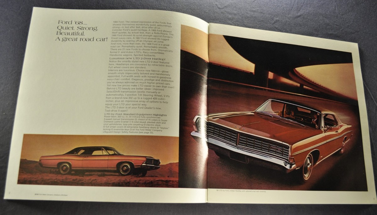 1968 Ford Brochure XL LTD Galaxie 500 Custom Squire Wagon Nice