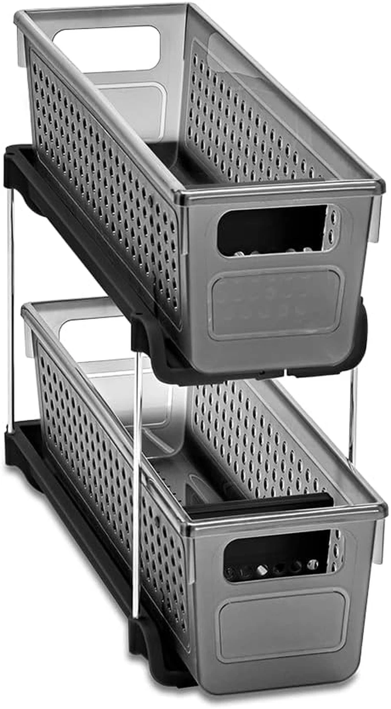 Madesmart Premium Small 2 Tier Organizer, under Cabinet Storage with Sliding Dra