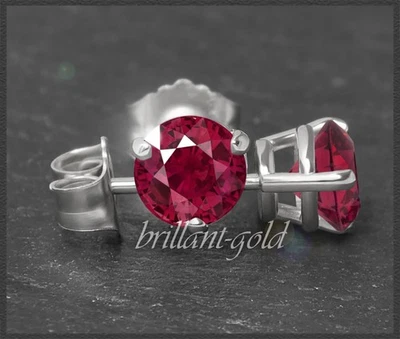 Gold Rubin Ohrstecker mit 2,69ct, intensiv rot & Si; 585 Weißgold Ohrringe - Bild 1 von 4