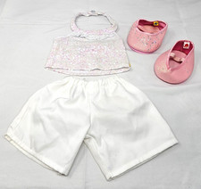 Build A Bear Pink  White Sparkle Sequin Outfit w/ Pants, Shoes  Top
