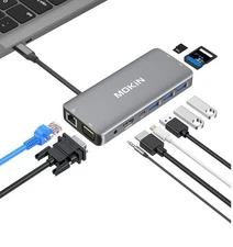 MOKiN USB C Hub Multiport Adapter - 10 in 1 Portable Dongle with 4K HDMI, VGA...