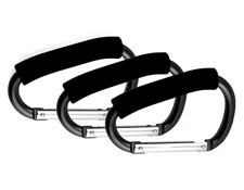 Stroller Hooks 3 PCS 5.2 inch Large Carabiner Clip for Hanging Bags Black