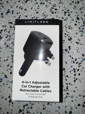 Limitless 4-in-1 Adjustable Car Charger With Retractable Cables Strawberry NIB!