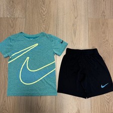 Nike Dri-fit Youth Boy Small Blue  Teal Shorts  Tshirt Activewear Set