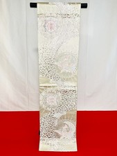 Japanese Kimono Obi 'FUKURO OBI' Silk/Silver/Luxury/Vintage/Length:420cm N0342