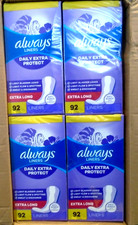 Always Liners Daily Extra Long Unscented Panty Liners 92 Count Lot of 4