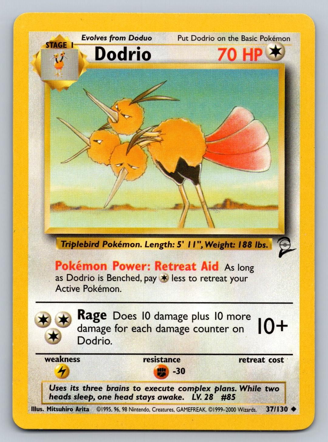 Dodrio 37/130 Uncommon Base Set 2 Pokemon Lightly Played