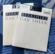 Vtg 2 Berkshire Day Sheer Panty Hose Womens Size 3X-4X Black Queen Sandalfoot