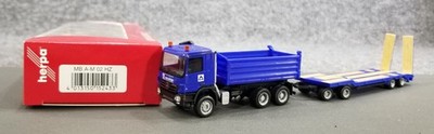 HERPA HO 1:87 152433 MB A-M O2 HZ DUMPTRUCK & EQUIPTMENT TRAILER W/RAMPS IOB