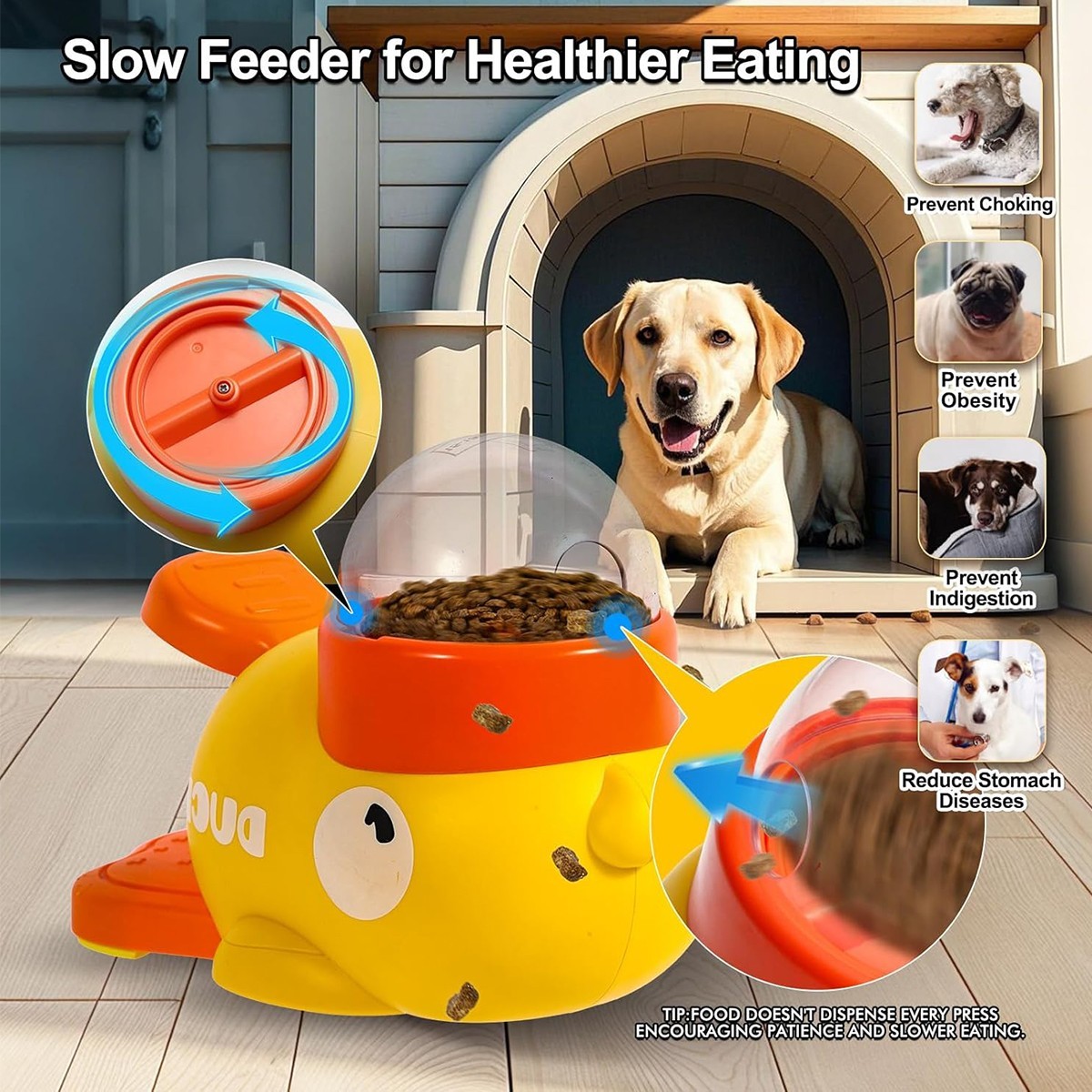 Dog Puzzle Feeder Interactive Cat Food Treat Dispenser Cartoon Duck Press Pet OY