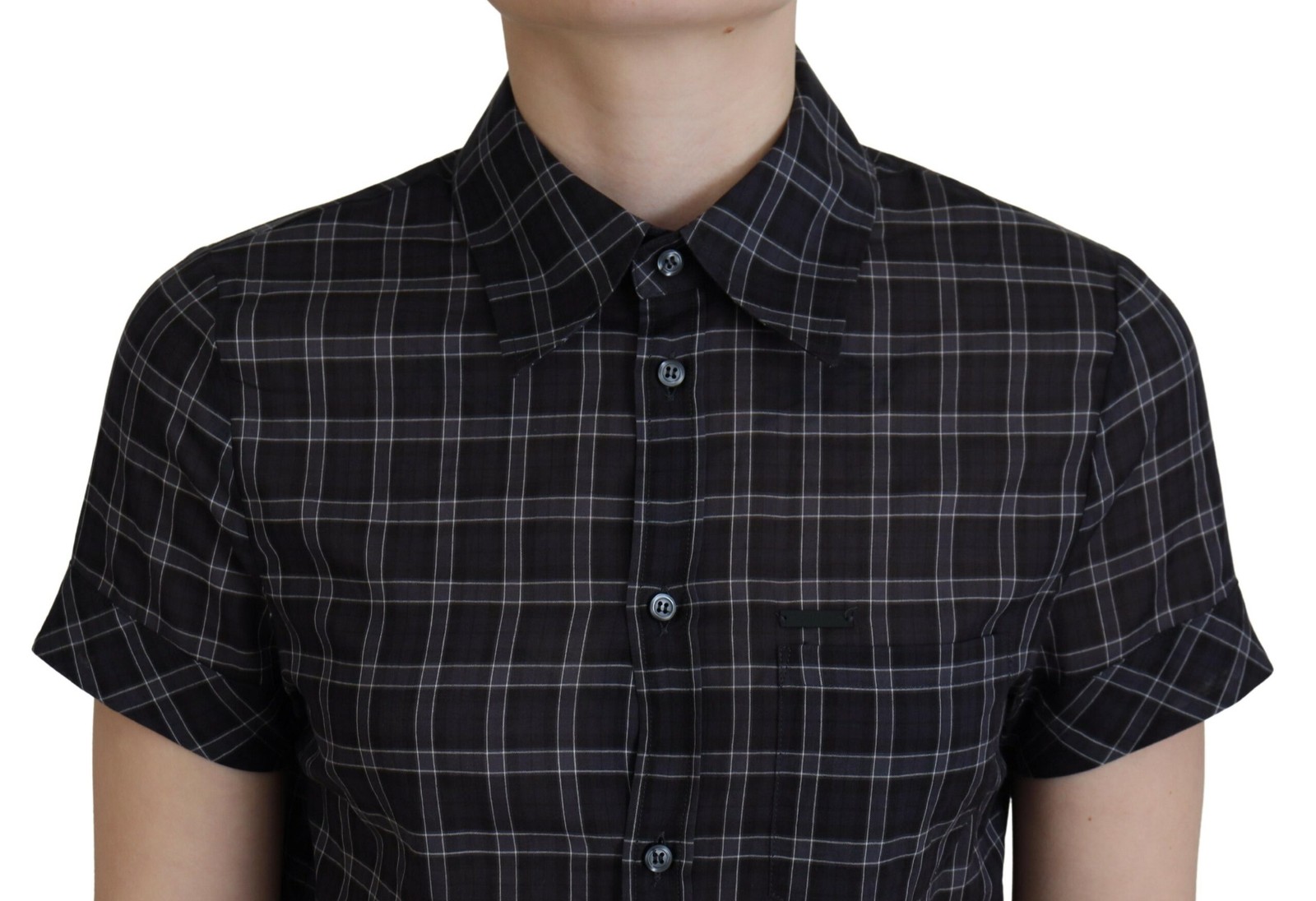 Dsquared² Black Checkered Collared Button Short S… - image 4