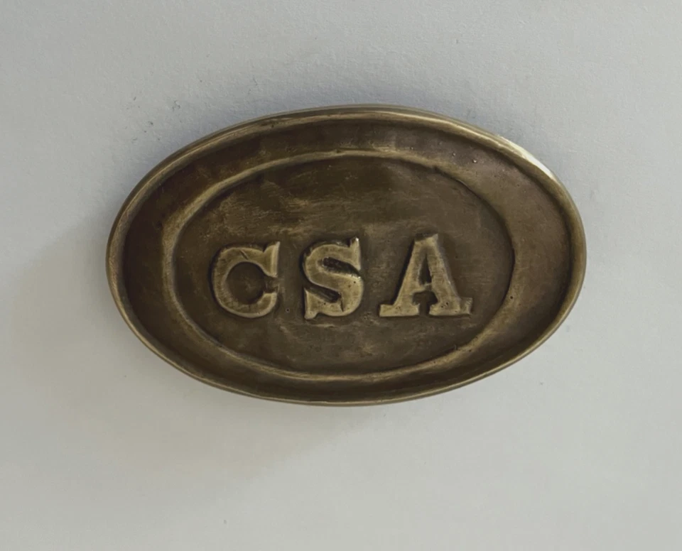 Placa de cinturón CSA de la Guerra Civil 1861-1865 reproducción perejil de latón macizo Foto 3 de 4
