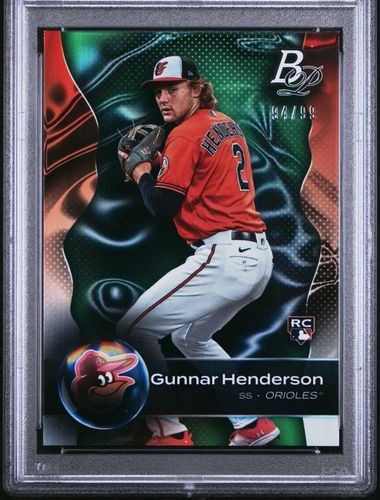 2023 Bowman Platinum Rookie /99 Green Refractor #79 Gunnar Henderson RC SP PSA 6 view 4
