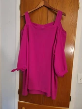 CATHERINES Hot Pink Cold Shoulder Tunic Top Size 3x 26/28