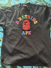 BAPE A Bathing Ape rainbow College tshirt XL, Authentic