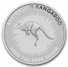 2026 1 oz Australian .9999 Fine Silver Kangaroo $1 Coin BU 100.39 per troy oz