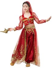 Girls Princess Jasmine Makeup Girl Halloween Dress Up Belly Dance Costume