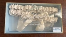 Cathy's Concepts White Bow Swarovski Wedding Garter New in Box 3050W