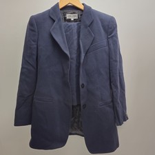 Giorgio Armani Le Collezioni Women's Blue Virgin Wool Skirt Suit Size 2 Vintage