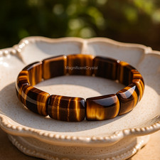 Tiger Eye Bracelet Bangle Stone Bead Crystal Women Men Women Stretch Jewelry