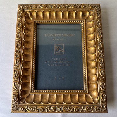 Jennifer Moore 5x7 Ornate Gold Picture Frame Vintage Tabletop Wall Display