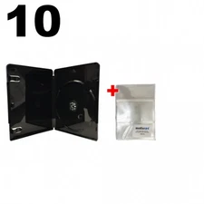 10 PREMIUM GLOSSY Black Blu-Ray Single DVD Cases 12MM & 100 OPP Bags