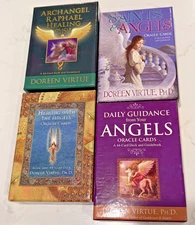 Lot of 4 Doreen Virtue Oracle Cards Archangel Raphael Healing, Healing w/ Angel