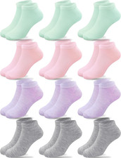 12 Pairs Kids Socks Boys Girls Unisex Athletic Low Cut Half Cushion Ankle Socks