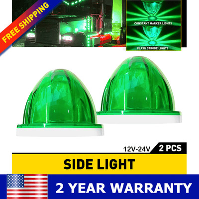 For Truck Trailer Green LED Watermelon Clearance Marker Lamps 2 PCS W/ Screws US