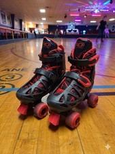 Roller Derby Skates Adjustable Black Red Kids Size 3-6