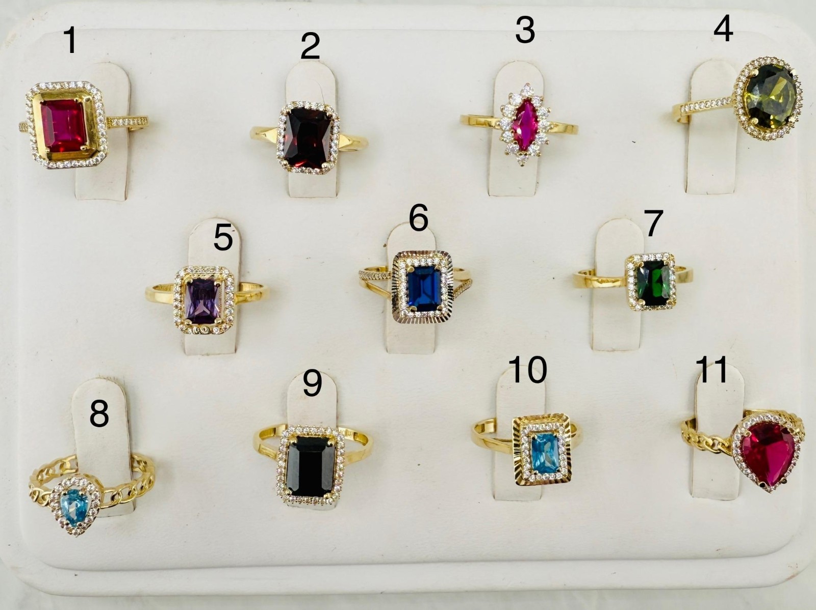 Anillo de oro macizo 10k anillo de cóctel piedra de nacimiento - Anillo oro 10 Kilates auténtico