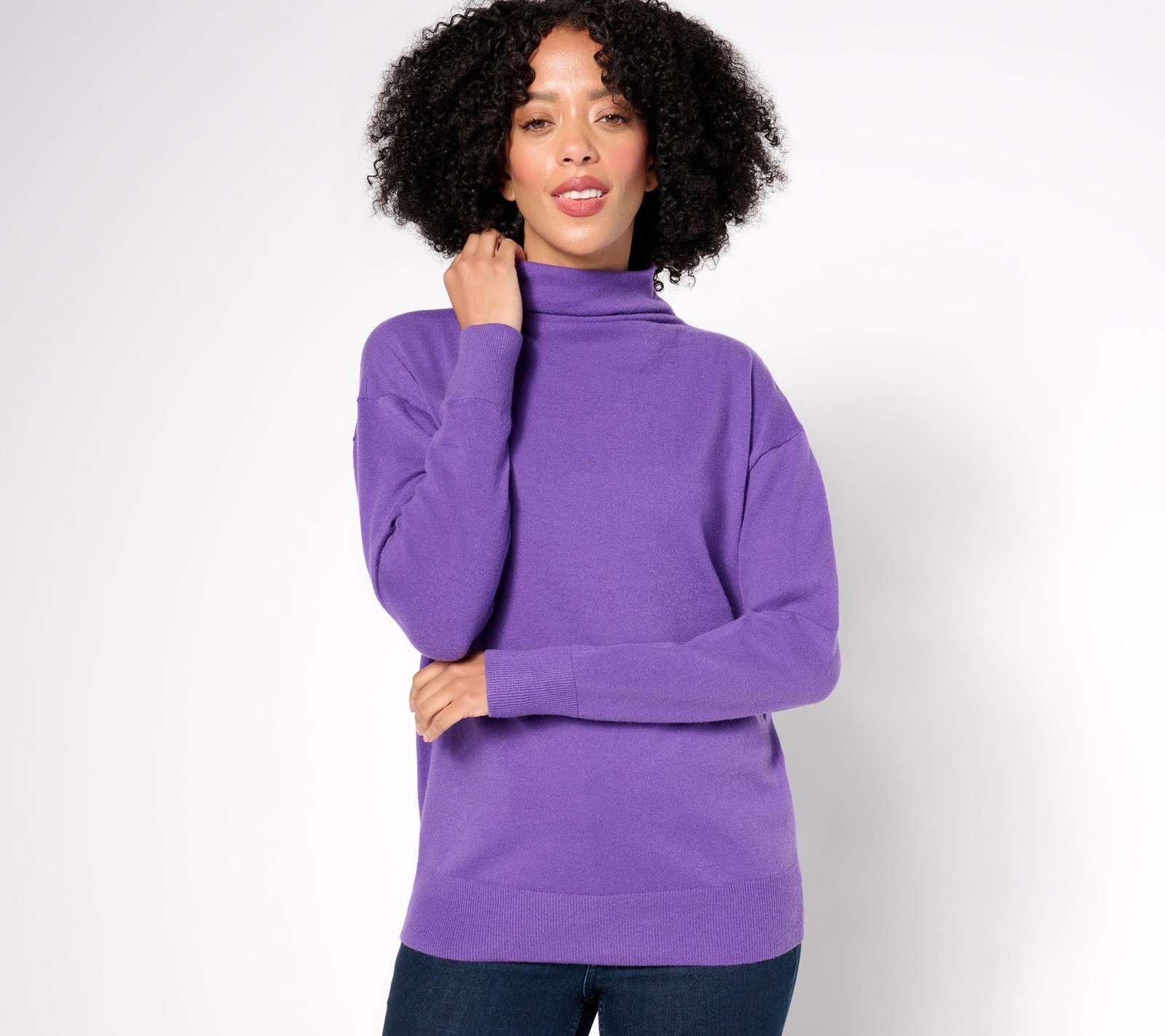 BEAUTIFUL by Lawrence Zarian Women's Top Sweater Sz L Gathered Purple A670192