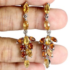 925 Sterling Silver Earrings Marquise Citrine 8x4mm Natural Gemstone Jewelry