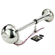 Single Electric Horn,12V 120 DB Stainless Steel 16-1/8 inch Low Marine Boat H...