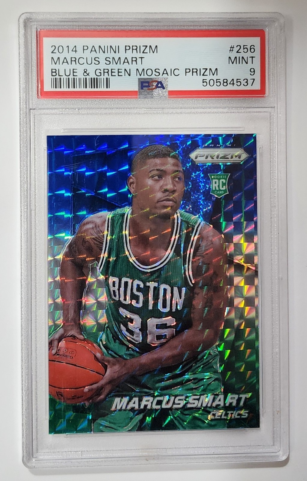 2014 Marcus Smart Panini Prizm #256 BLUE & GREEN MOSAIC PSA 9
