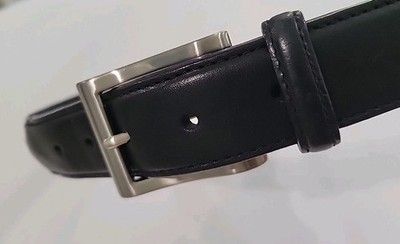 Brighton Belt Black Leather with Brown Inlay Men 36 Silver  display picture 1