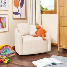 Beautiful Drew Kids Accent Chair by Drew Barrymore, Cream Bouclé