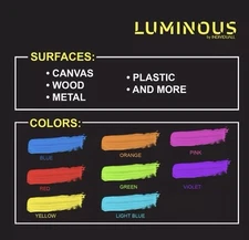 Luminous 2-in-1 Glow in The Dark & UV Black Light Paint - Set of 8 Self-Lumin...