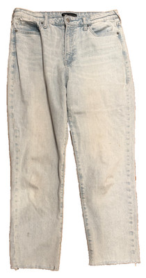 True Religion Jeans Womens 33 Starr Mid Rise Cropped Straight Fit Raw Hems Y2K