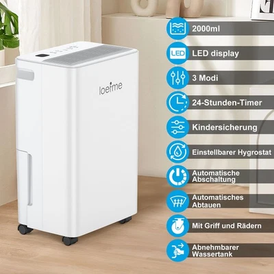 LOEFME Luftentfeuchter Elektrisch 16L/24h Leiser Raumentfeuchter für Badezimmer, Keller