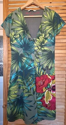 Sommerkleid von "DESIGUAL", Gr.L, grün mit Applikationen - Bild 1 von 4